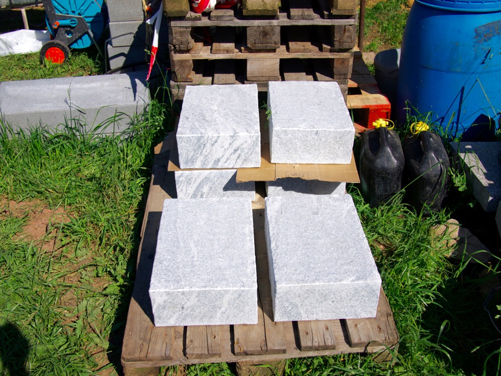 The bases for the benches are delivered