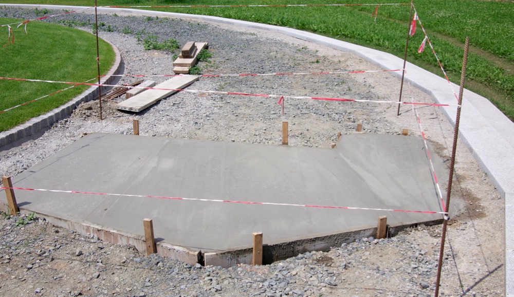 The foundation is filled with concrete and ready