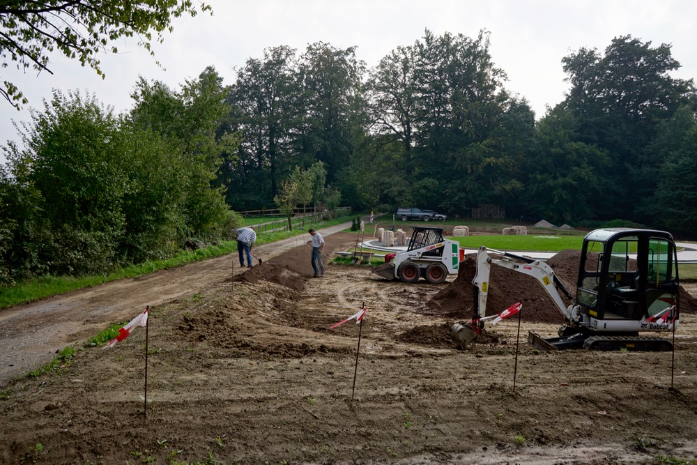 Vegetation soil is applied to the contour of the angel wing